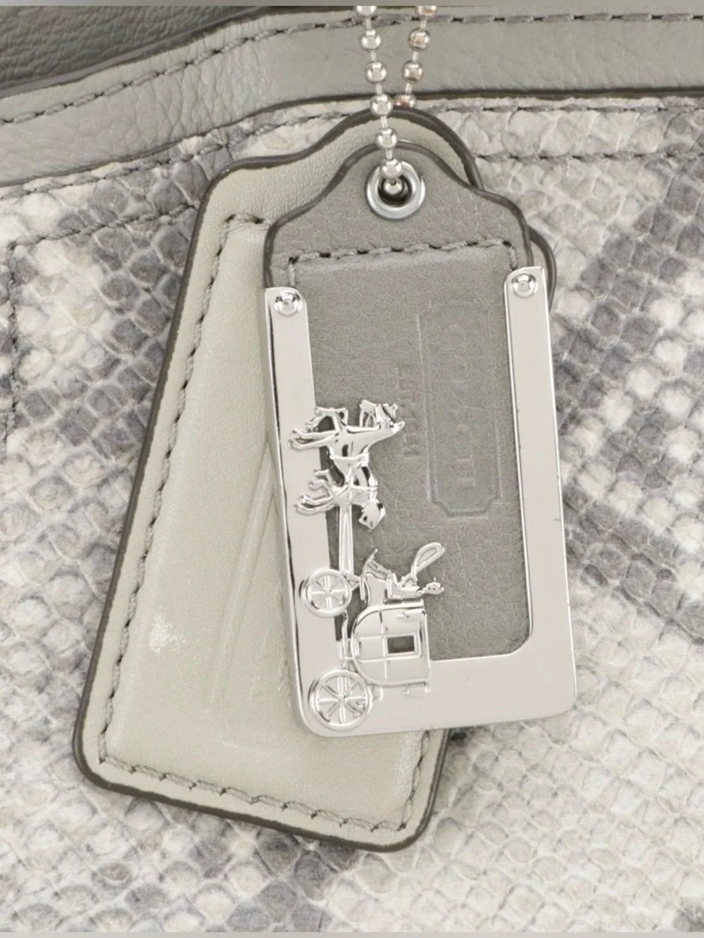 Coach Madison Pinnacle Caroline Two-Way Satchel in Snakeskin and Gray Leather